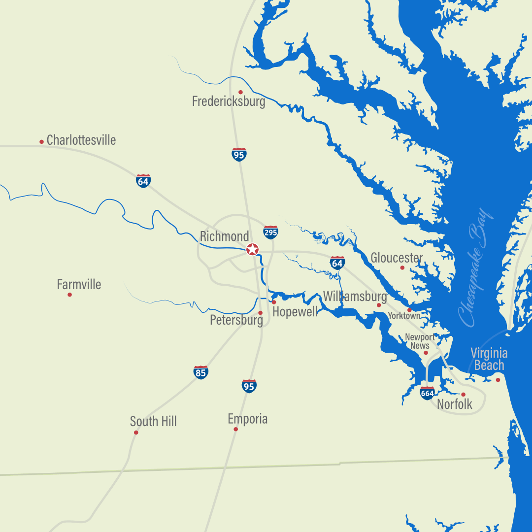 Map of Centeral Virginia